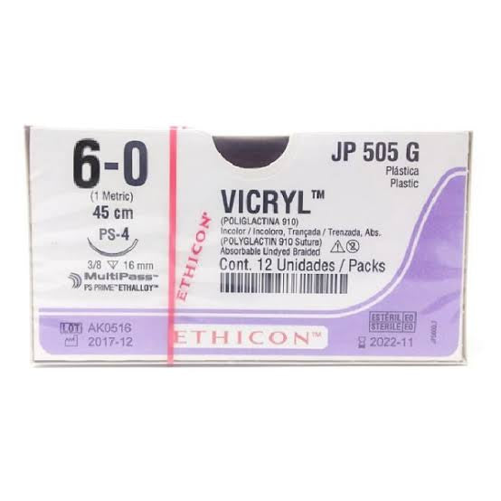 JP492G VICRYL 6/0 P3 13MM PLASTICA