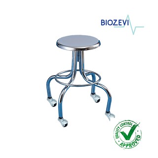 BANCO GIRATORIO ACERO INOXIDABLE SIN RESPALDO CON LLANTAS