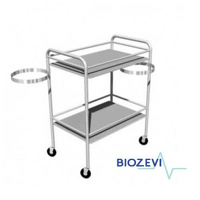 CARRO DE CURACIONES CON CUBETA Y PALANGANA TODO EN ACERO INOXIDABLE