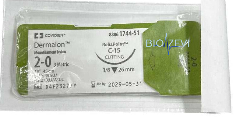 88861744-51 DERMALON 2-0 C-15 26 MM C/36