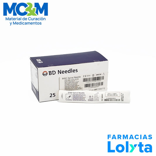 405081 AGUJA QUINCKE 27X3 1/2LONG.ESTAND