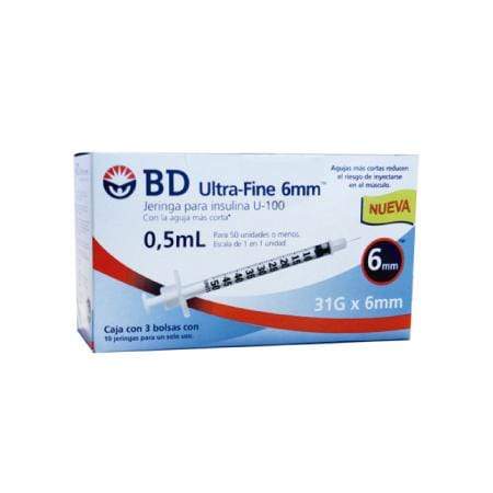 326786 JERINGA P/INSUL .5ML 31GX6MM C/30