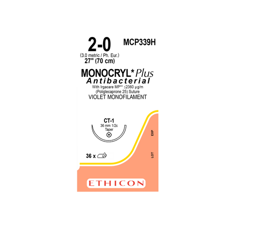 MCP339H MONOCRYL 2/0 CT-1 (36MM) C