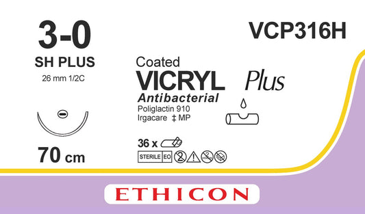 XYVCP316H VICYL PLUS 3/0 SH 1/2 25 MM