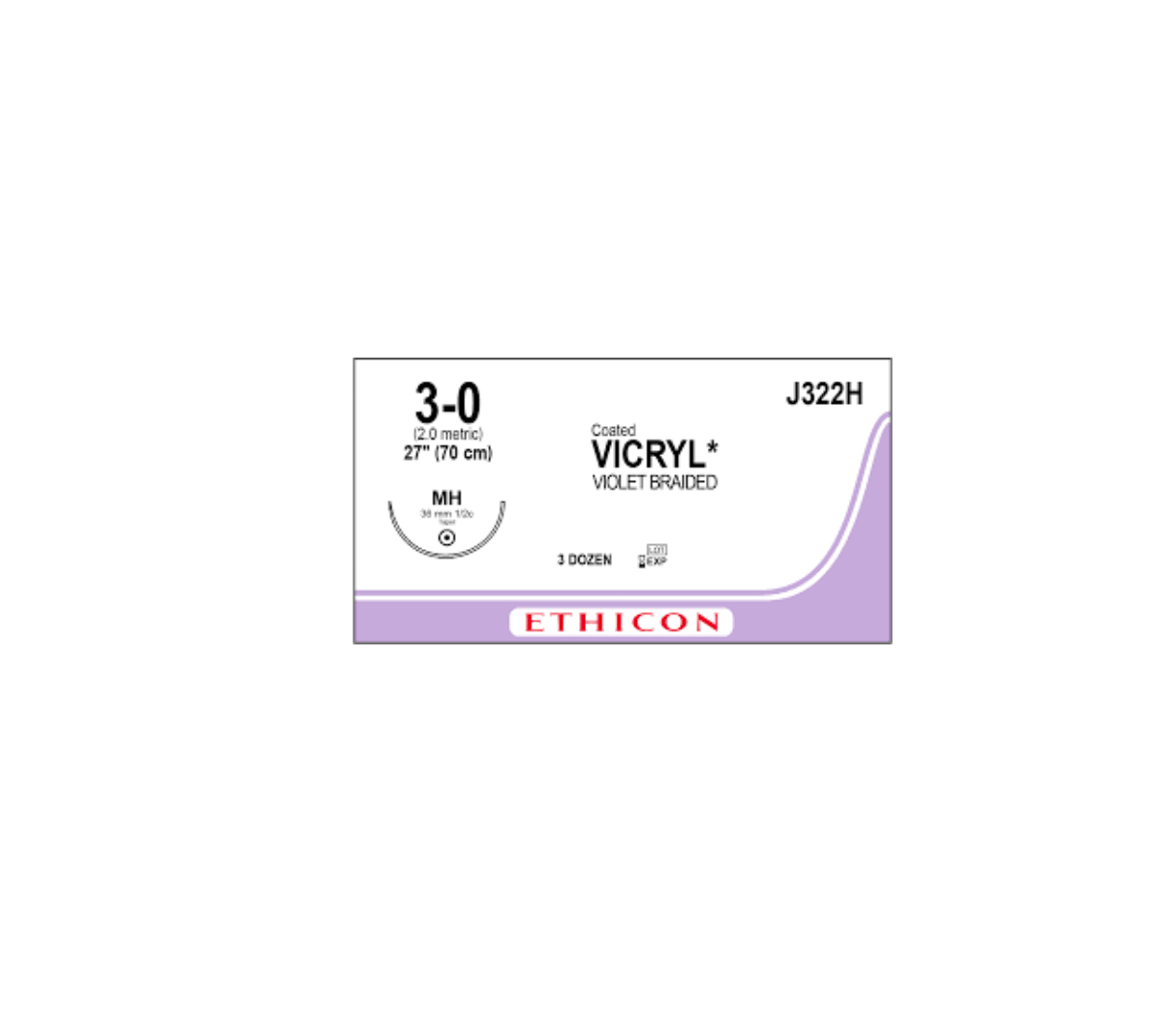 XY J322H VICRYL 3/0 MH 36MM GASTRO