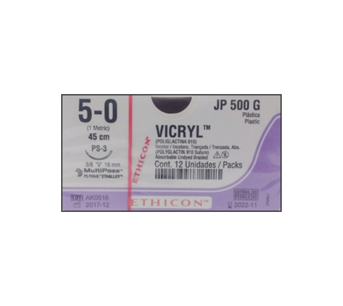 JP683G VICRYL 3/0 PS-1 24MM PLASTICA