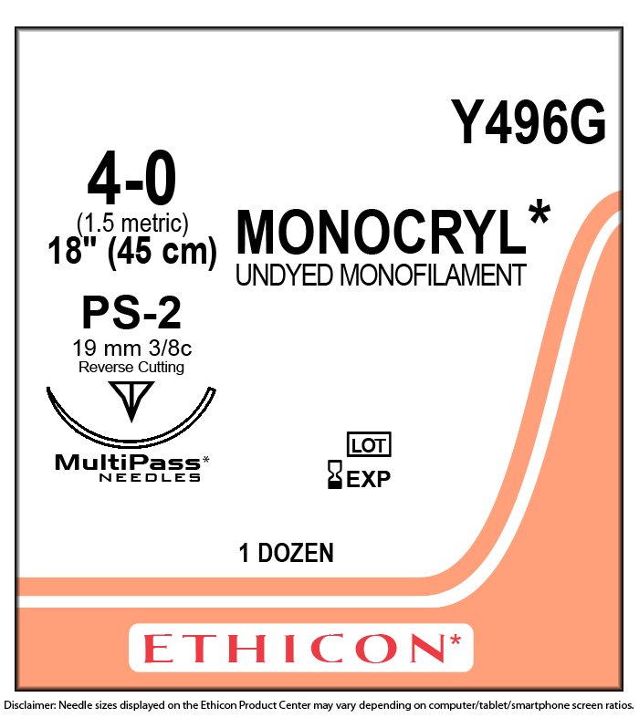 XY Y496G MONOCRYL 4/0 PS-2 (19MM) P