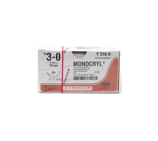 XY Y317H MONOCRYL 2/0 SH(26MM)GAST