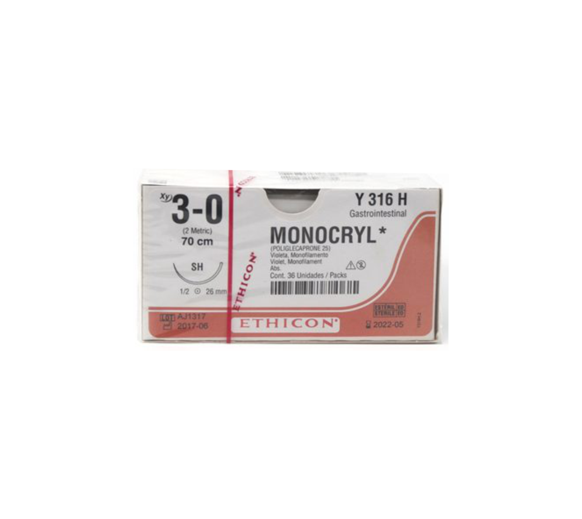 XY Y316H MONOCRYL 3/0 SH (26MM) GAS